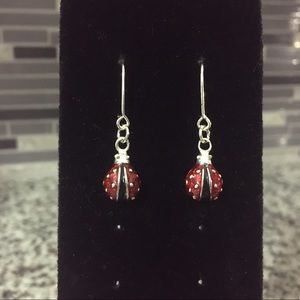Silver Ladybug Earrings